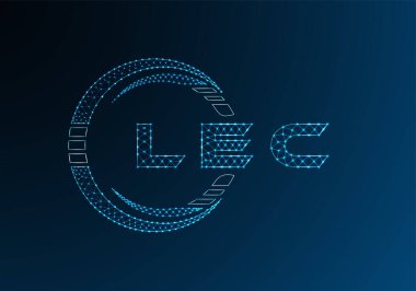 LEC düşük poli harfli logo vektör tasarımı. LEC alt poli logo tasarımı. Düşük polyester logo.