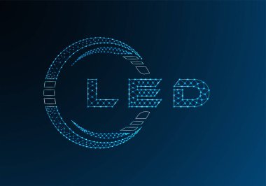 LED düşük poli harfli logo vektör tasarımı. LED düşük poli logo tasarımı. Düşük polyester logo.