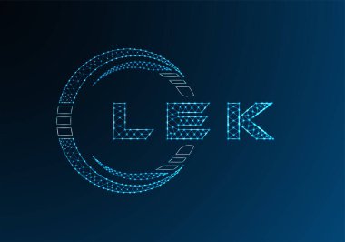 LEK düşük poli harfli logo vektör tasarımı. LEK alt poli logo tasarımı. Düşük polyester logo.