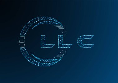LLC düşük poli harfli logo vektör tasarımı. LLC düşük polyester logo tasarımı. Düşük polyester logo.