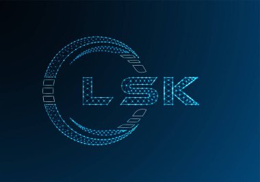 LSK düşük poli harfli logo vektör tasarımı. LSK düşük polyester logo tasarımı. Düşük polyester logo.