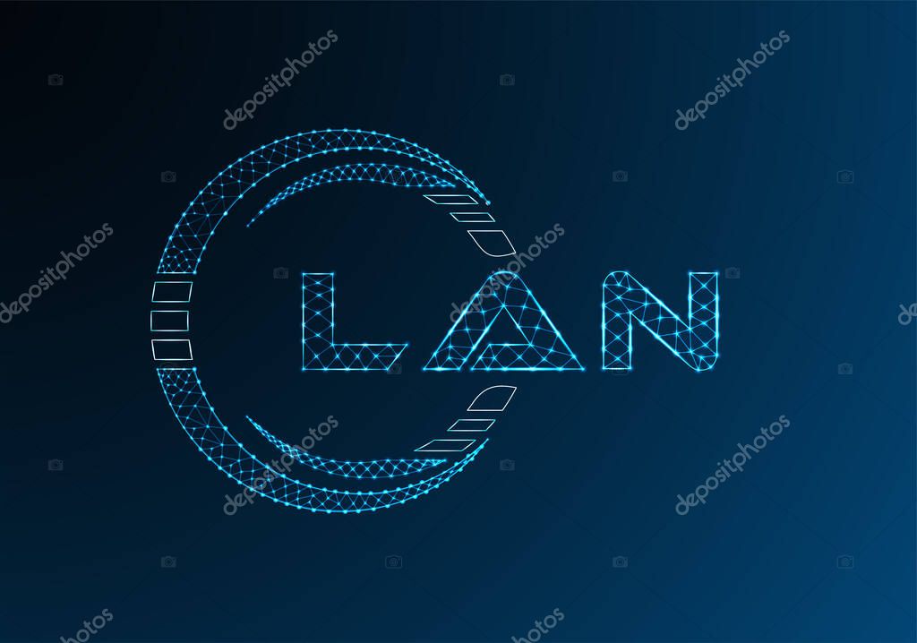 LAN low poly letter logo vector design. LAN lower poly logo design. Low poly logo.