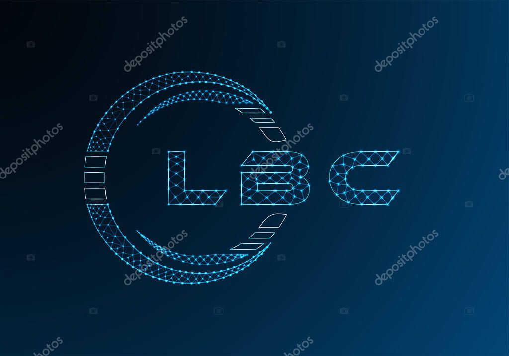 LBC low poly letter logo vector design. LBC lower poly logo design. Low poly logo.