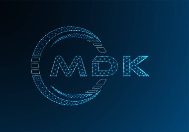 MDK düşük poli harfli logo vektör tasarımı. MDK düşük polyester logo tasarımı. Düşük polyester logo.