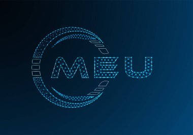 MEU düşük poli harfli logo vektör tasarımı. MEU düşük polyester logo tasarımı. Düşük polyester logo.