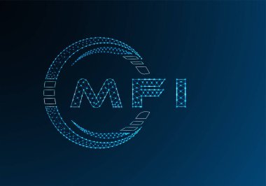 MFI düşük poli harfli logo vektör tasarımı. MFI düşük polyester logo tasarımı. Düşük polyester logo.