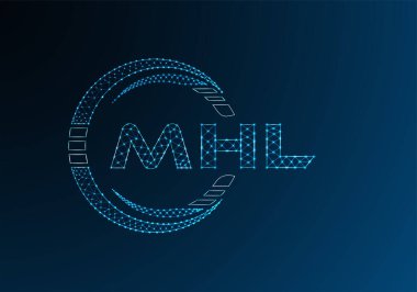 MHL düşük poli harfli logo vektör tasarımı. MHL düşük polyester logo tasarımı. Düşük polyester logo.