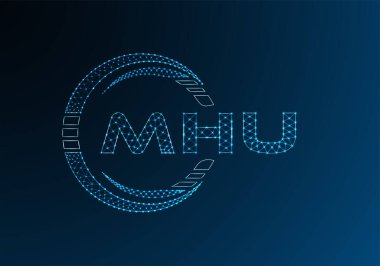 MHU düşük poli harfli logo vektör tasarımı. MHU düşük polyester logo tasarımı. Düşük polyester logo.