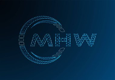MHW düşük poli harfli logo vektör tasarımı. MHW düşük polyester logo tasarımı. Düşük polyester logo.