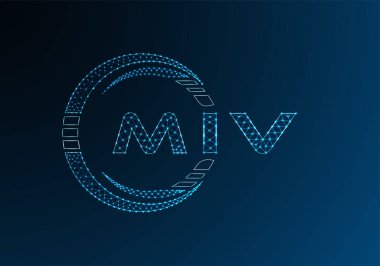 MIV düşük poli harfli logo vektör tasarımı. MIV düşük poli logo tasarımı. Düşük polyester logo.