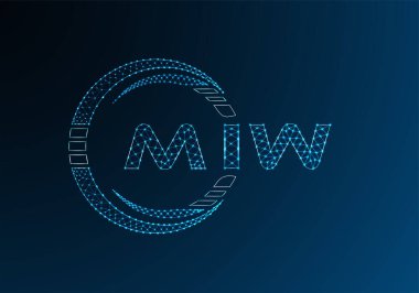MIW düşük poli harfli logo vektör tasarımı. MIW düşük polyester logo tasarımı. Düşük polyester logo.