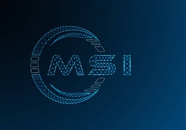 MSI düşük poli harfli logo vektör tasarımı. MSI düşük poli logo tasarımı. Düşük polyester logo.