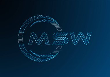 MSW düşük poli harfli logo vektör tasarımı. MSW düşük polyester logo tasarımı. Düşük polyester logo.
