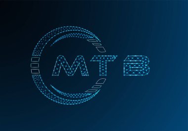 MTB düşük poli harfli logo vektör tasarımı. MTB düşük polyester logo tasarımı. Düşük polyester logo.