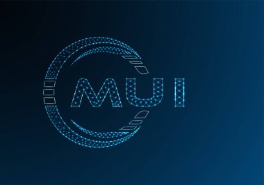 MUI düşük poli harfli logo vektör tasarımı. MUI düşük polyester logo tasarımı. Düşük polyester logo.