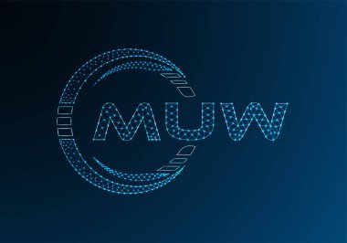 MUW düşük poli harfli logo vektör tasarımı. MUW düşük polyester logo tasarımı. Düşük polyester logo.