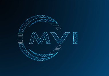 MVI düşük poli harfli logo vektör tasarımı. MVI düşük polyester logo tasarımı. Düşük polyester logo.