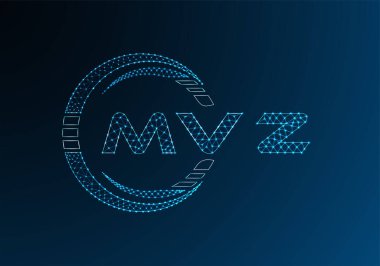 MVZ düşük poli harfli logo vektör tasarımı. MVZ düşük polyester logo tasarımı. Düşük polyester logo.