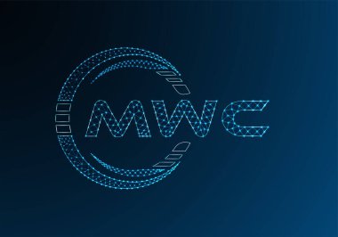 MWC düşük poli harfli logo vektör tasarımı. MWC düşük polyester logo tasarımı. Düşük polyester logo.