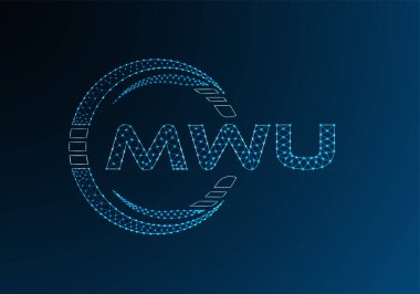 MWU düşük poli harfli logo vektör tasarımı. MWU düşük polyester logo tasarımı. Düşük polyester logo.