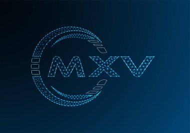 MXV düşük poli harfli logo vektör tasarımı. MXV düşük polyester logo tasarımı. Düşük polyester logo.