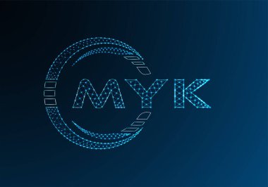 MYK düşük poli harfli logo vektör tasarımı. MYK düşük polyester logo tasarımı. Düşük polyester logo.