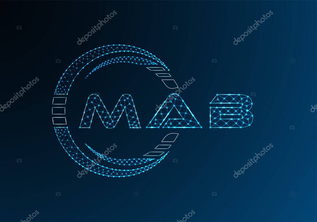 MAB low poly letter logo vector design. MAB lower poly logo design. Low poly logo.