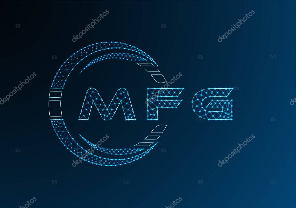 MFG low poly letter logo vector design. MFG lower poly logo design. Low poly logo.