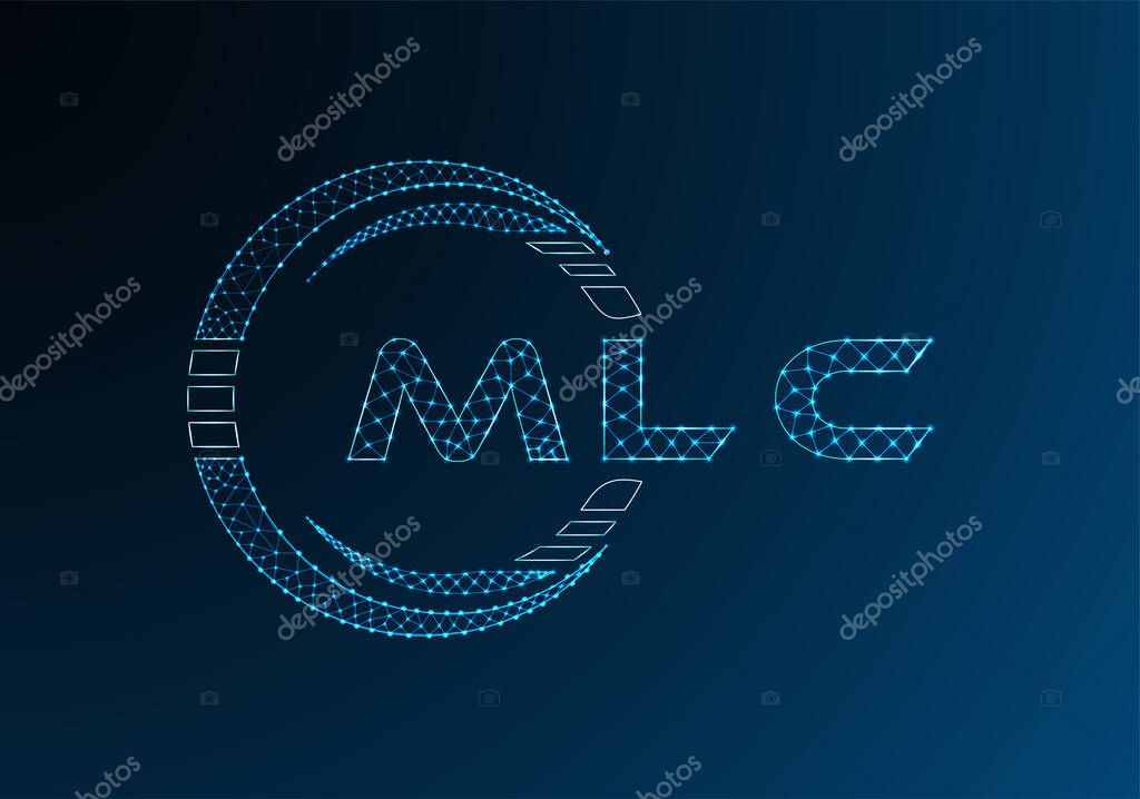 MLC low poly letter logo vector design. MLC lower poly logo design. Low poly logo.