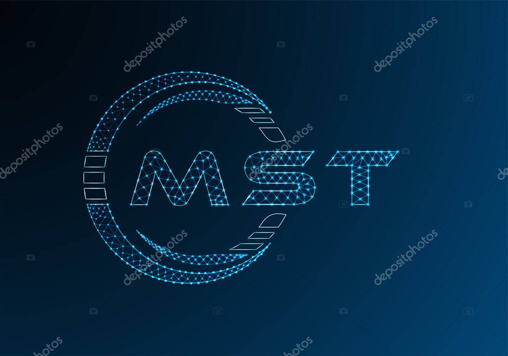 MST low poly letter logo vector design. MST lower poly logo design. Low poly logo.