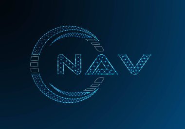 NAV düşük poli harfli logo vektör tasarımı. NAV düşük poli logo tasarımı. Düşük polyester logo.