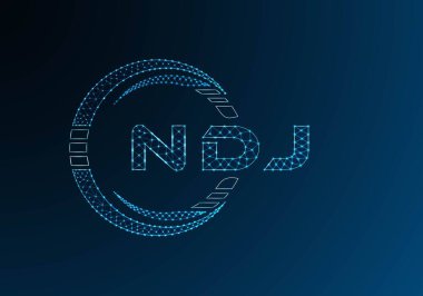 NDJ düşük poli harfli logo vektör tasarımı. NDJ düşük polyester logo tasarımı. Düşük polyester logo.
