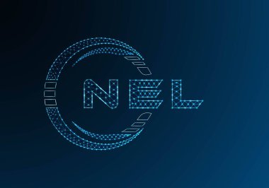 NEL düşük poli harfli logo vektör tasarımı. NEL düşük poli logo tasarımı. Düşük polyester logo.
