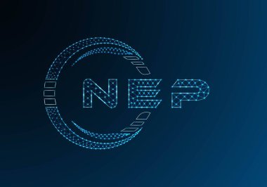 NEP düşük poli harfli logo vektör tasarımı. NEP düşük poli logo tasarımı. Düşük polyester logo.