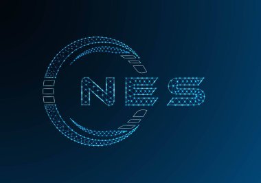 NES düşük poli harfli logo vektör tasarımı. NES düşük poli logo tasarımı. Düşük polyester logo.