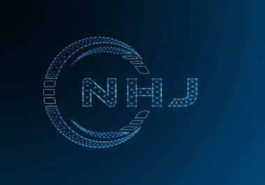 NHJ düşük poli harfli logo vektör tasarımı. NHJ düşük poli logo tasarımı. Düşük polyester logo.