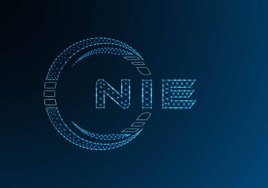 NIE düşük poli harfli logo vektör tasarımı. NIE düşük polyester logo tasarımı. Düşük polyester logo.