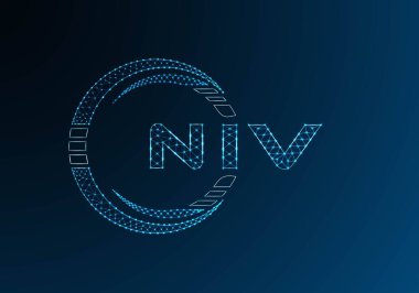 NIV düşük poli harfli logo vektör tasarımı. NIV düşük polyester logo tasarımı. Düşük polyester logo.