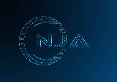 NJA düşük poli harfli logo vektör tasarımı. NJA düşük polyester logo tasarımı. Düşük polyester logo.