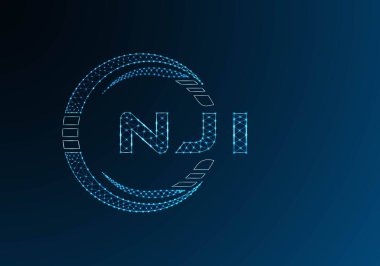 NJI düşük poli harfli logo vektör tasarımı. NJI düşük poli logo tasarımı. Düşük polyester logo.