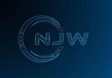 NJW düşük poli harfli logo vektör tasarımı. NJW düşük polyester logo tasarımı. Düşük polyester logo.