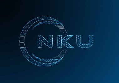 NKU düşük poli harfli logo vektör tasarımı. NKU düşük polyester logo tasarımı. Düşük polyester logo.