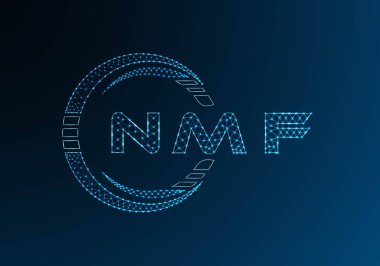 NMF düşük poli harfli logo vektör tasarımı. NMF düşük poli logo tasarımı. Düşük polyester logo.