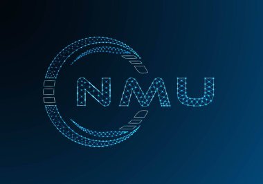 NMU düşük poli harfli logo vektör tasarımı. NMU düşük polyester logo tasarımı. Düşük polyester logo.