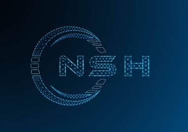 NSH düşük poli harfli logo vektör tasarımı. NSH düşük poli logo tasarımı. Düşük polyester logo.