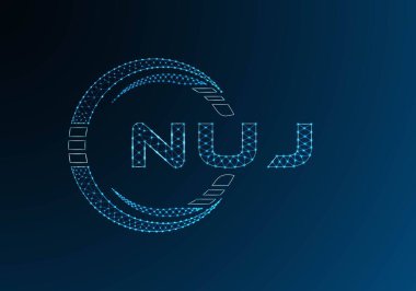 NUJ düşük poli harfli logo vektör tasarımı. NUJ düşük poli logo tasarımı. Düşük polyester logo.