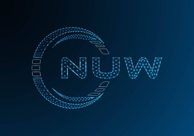 NUW düşük poli harfli logo vektör tasarımı. NUW düşük polyester logo tasarımı. Düşük polyester logo.