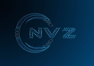 NVZ düşük poli harfli logo vektör tasarımı. NVZ düşük polyester logo tasarımı. Düşük polyester logo.
