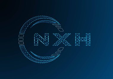 NXH düşük poli harfli logo vektör tasarımı. NXH düşük poli logo tasarımı. Düşük polyester logo.