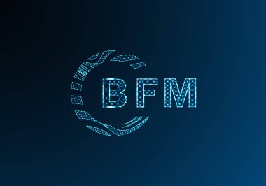 BFM düşük poli harfli logo vektör tasarımı. BFM düşük polyester logo tasarımı. BFM benzersiz düşük polyester logo tasarımı.